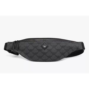 MCM Belt Bag Gray Jacquard Lauretos Monogram Logo Fanny Pack HIMMEL $650